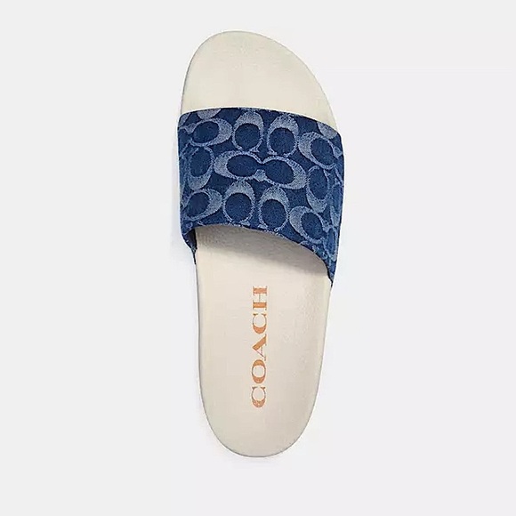 💎 COACH Unisex Denim Slides - Picture 1 of 3
